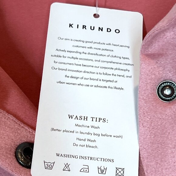 Pink Shirt Jacket Oversized Shacket Button Down Long Sleeve Medium - Picture 8 of 11